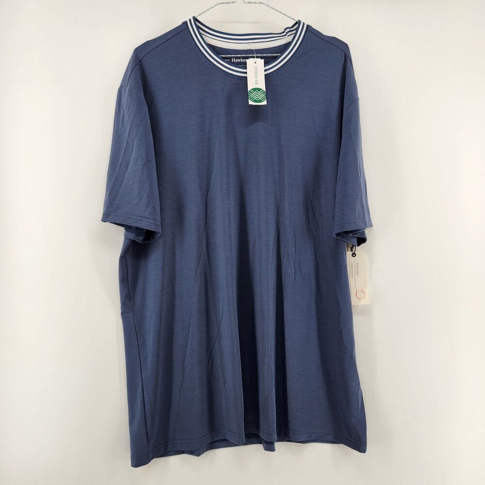 Hawker Rye Blue XL‎ Soft Luxe Tipped Collar Tee NWT